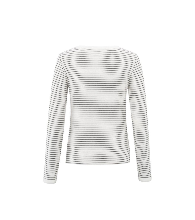Yaya Striped long sleeve top with c Blanc de blanc white dessin