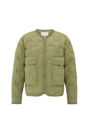 Yaya Short nylon quilted jacket wit 99972 Olive