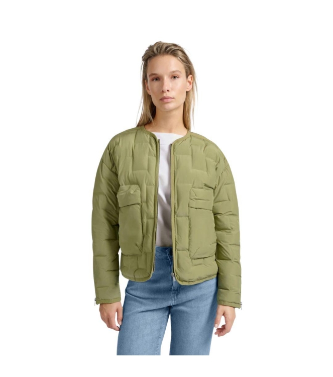 Yaya Short nylon quilted jacket wit 99972 Olive