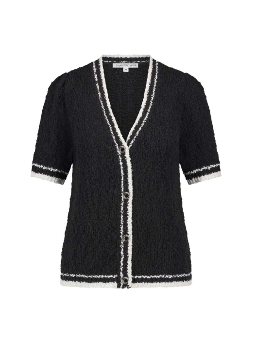 Tramontana Fancy Slub Contrast Cardigan 009000 Black