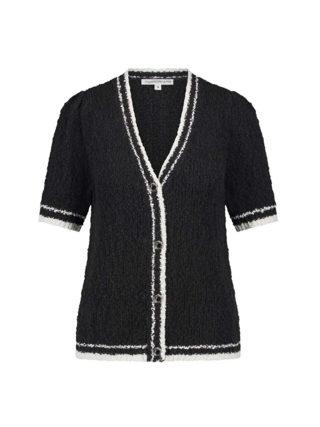 Tramontana Fancy Slub Contrast Cardigan 009000 Black