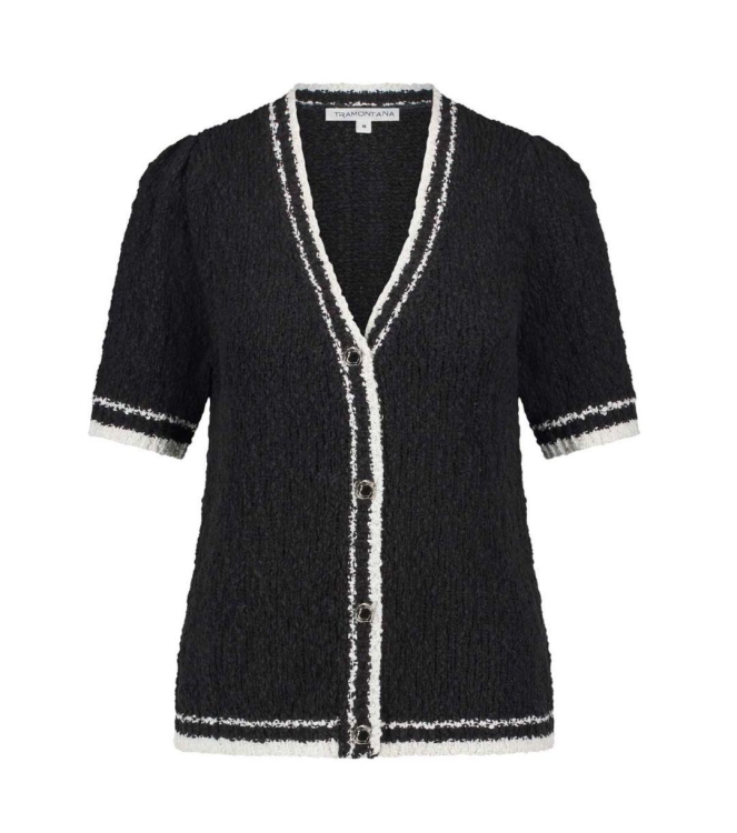 Tramontana Fancy Slub Contrast Cardigan 009000 Black