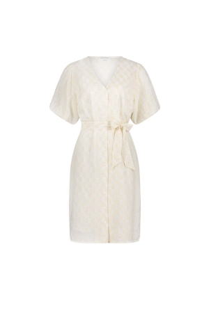 Tramontana Checked Embroidery Dress 001100 Off white