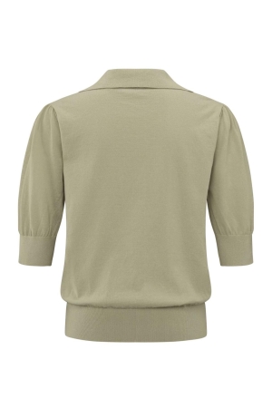 Yaya Knitted polo with transparent soft green