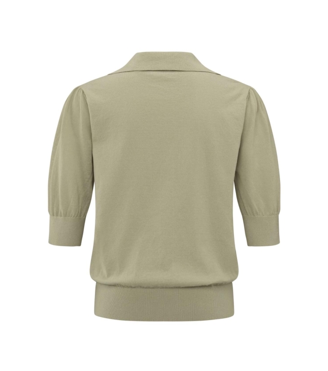 Yaya Knitted polo with transparent soft green