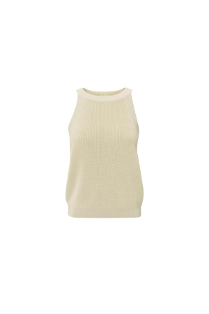 Yaya Knitted tanktop high neckline 20908 Summer sand