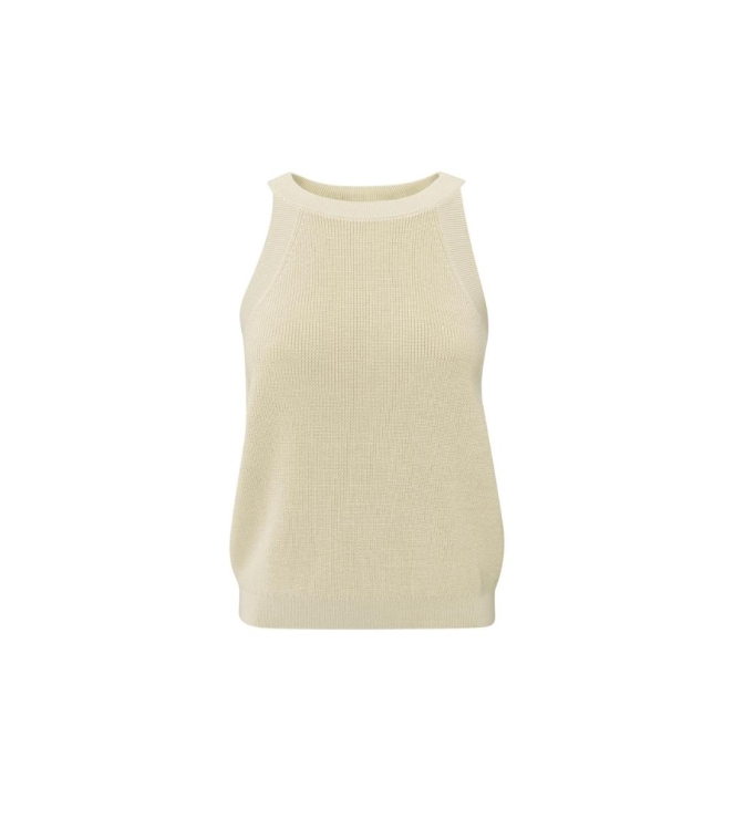 Yaya Knitted tanktop high neckline 20908 Summer sand