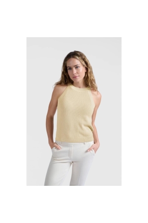 Yaya Knitted tanktop high neckline 20908 Summer sand