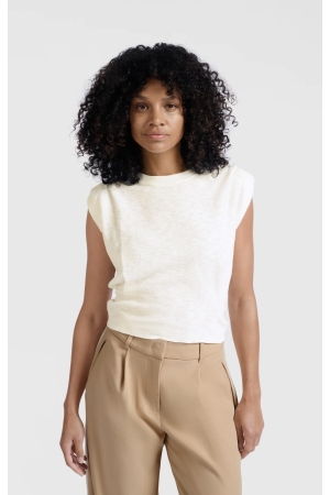 Yaya Shoulder detail sweater with f pure white