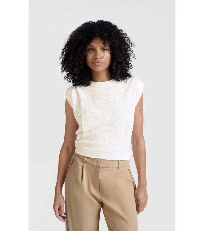 Yaya Shoulder detail sweater with f pure white