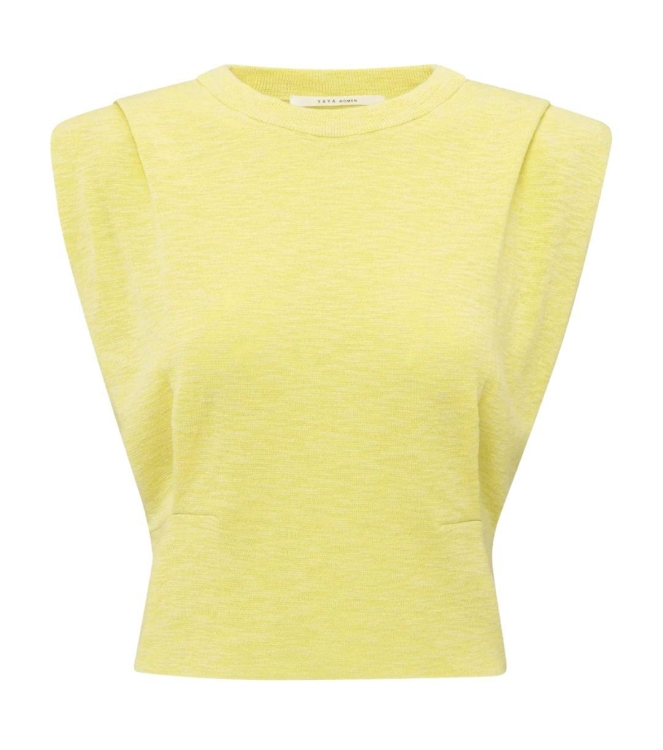 Yaya Shoulder detail sweater with f lemon grass yellow