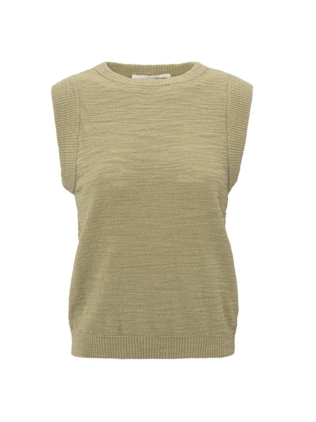 Yaya Textured sleeveless sweater 99980 Soft green