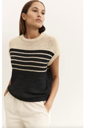Yaya Sleeveless striped tape yarn s 209081 Summer sand dessin