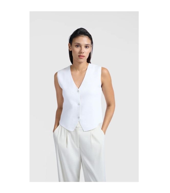 Yaya Clean knitted gilet 00000 Pure white