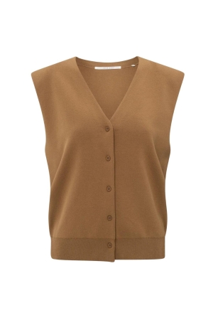 Yaya Knitted spencer with shoulder 71044 Chipmunk brown