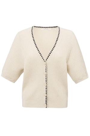 Yaya Rib cardigan with fun detail a 20908 Summer sand