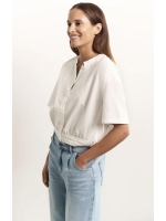 Yaya Blouse w. drawcord and cut sea off white