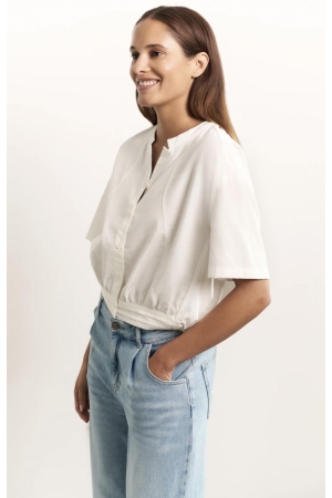 Yaya Blouse w. drawcord and cut sea off white
