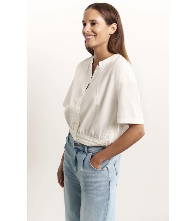 Yaya Blouse w. drawcord and cut sea off white