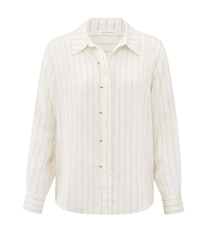 Yaya Striped shirt with tack detail 20981 Summer sand dessin