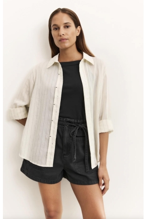 Yaya Striped shirt with tack detail 20981 Summer sand dessin