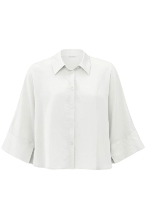 Yaya Cropped loose fit blouse 00000 Pure white