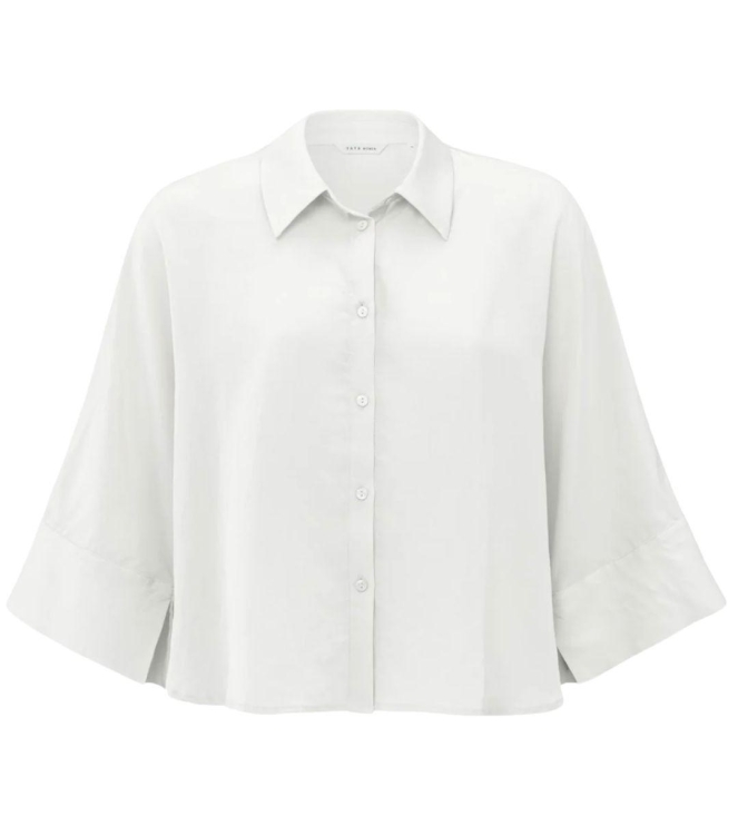 Yaya Cropped loose fit blouse 00000 Pure white