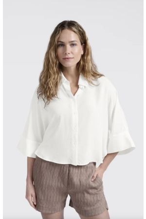 Yaya Cropped loose fit blouse 00000 Pure white