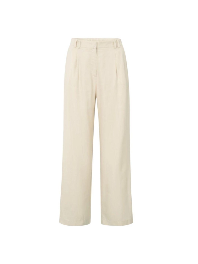 Yaya Linen mix wide leg trouse-L32 20908 Summer sand