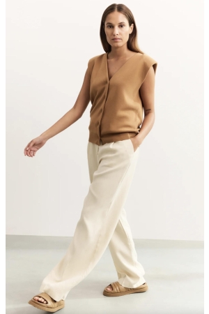Yaya Linen mix wide leg trouse-L32 20908 Summer sand