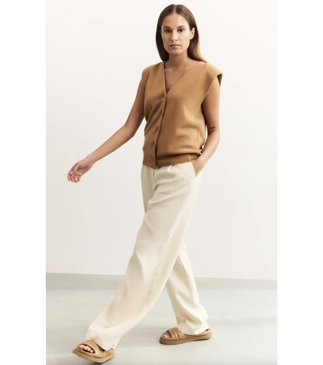 Yaya Linen mix wide leg trouse-L32 20908 Summer sand