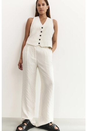 Yaya Linen mix wide leg trousers 999881 Sand linen beige dessin