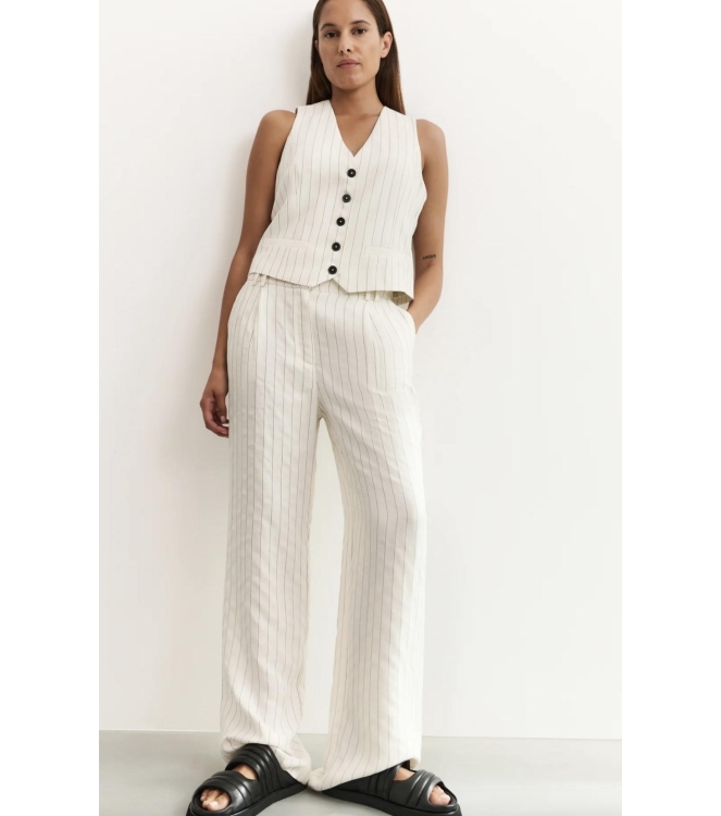 Yaya Linen mix wide leg trousers 999881 Sand linen beige dessin