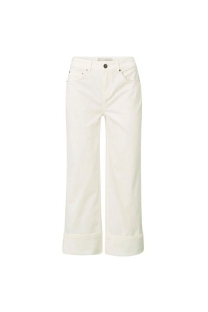 Yaya Mid waist denim w. roll-up 00000 Pure white