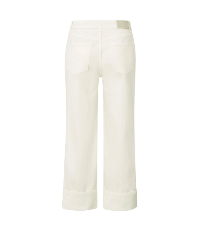 Yaya Mid waist denim w. roll-up 00000 Pure white