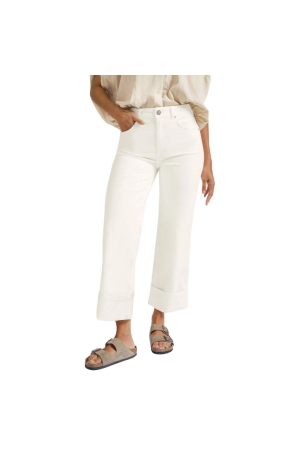 Yaya Mid waist denim w. roll-up 00000 Pure white