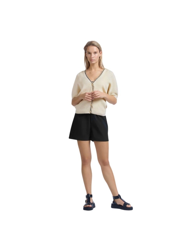 Yaya Woven short with elastic waist 99989 Washed black