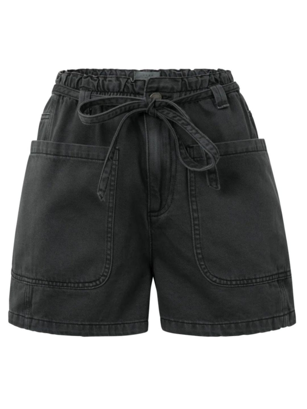 Yaya Garment dye woven high waist 99989 Washed black