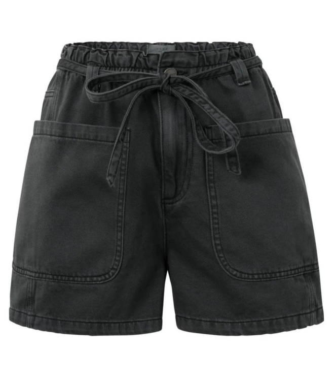Yaya Garment dye woven high waist 99989 Washed black