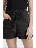 Yaya Garment dye woven high waist 99989 Washed black