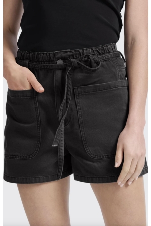 Yaya Garment dye woven high waist 99989 Washed black