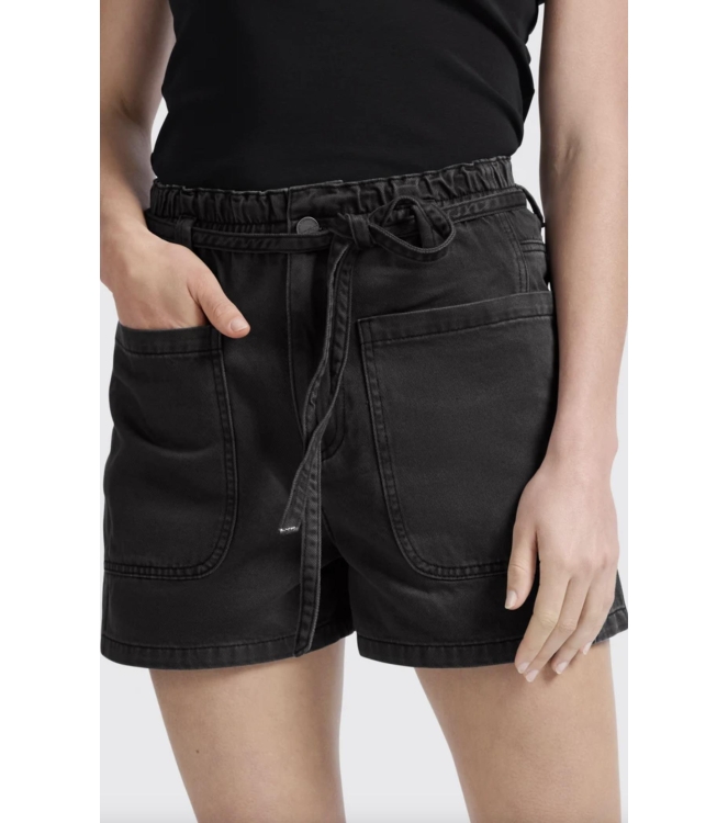 Yaya Garment dye woven high waist 99989 Washed black