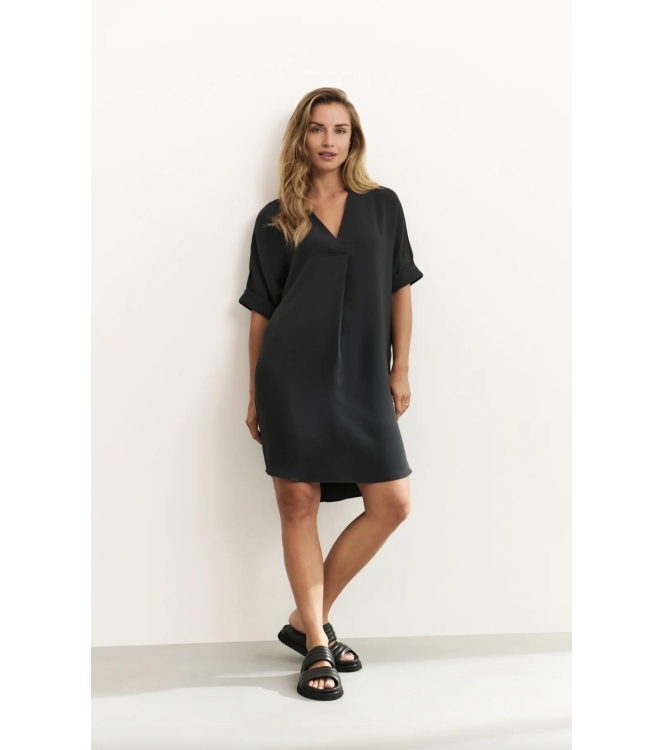 Yaya Folded short sleeve dress 9989 Washed black