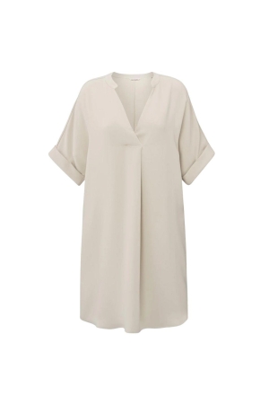 Yaya Folded short sleeve dress 35304 Rainy day beige