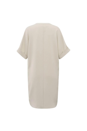 Yaya Folded short sleeve dress 35304 Rainy day beige