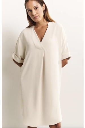 Yaya Folded short sleeve dress 35304 Rainy day beige