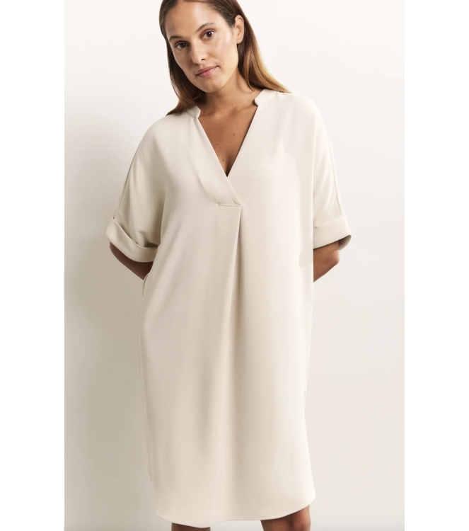 Yaya Folded short sleeve dress 35304 Rainy day beige