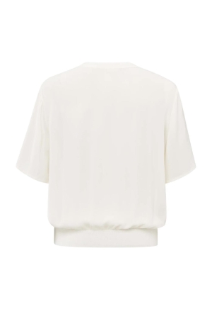 Yaya Woven polo with rib waistband off white