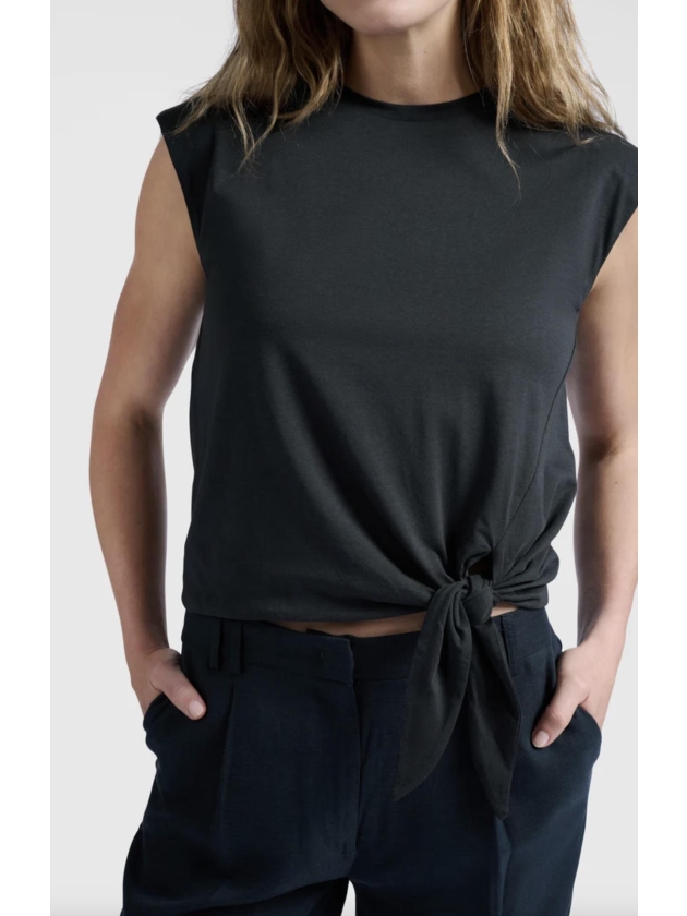 Yaya Sleeveless top with knot 99989 Washed black