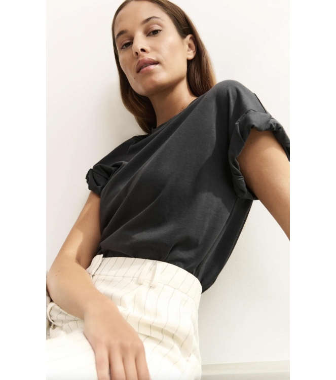 Yaya T-shirt with roll-up 99989 Washed black